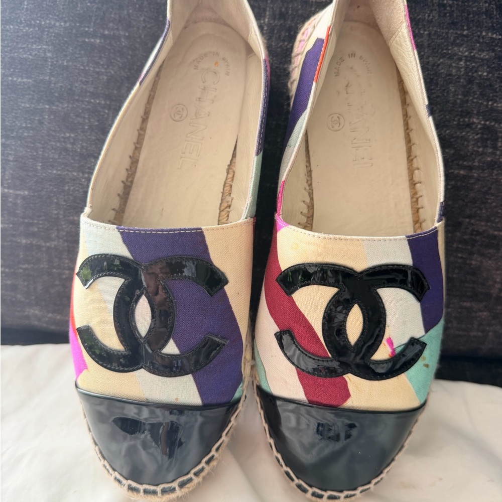 Chanel Colorful Striped Espadrilles